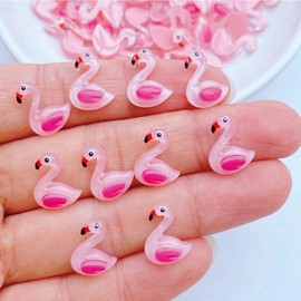 florailune 100 Pcs Mini Flamingos Ducks for Crafts Dollhouse Tiny Resin Animals Flamingo Decor Tiny Things for Dollhouse Fairy Garden Micro Landscaping Decoration(Flamingos)