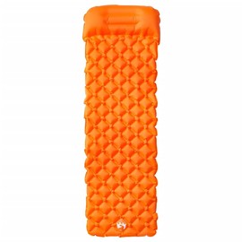 vidaXL Sleeping Mat, Air Mattress with Integrated Cushion, Carry Bag, Camping Mat, Inflatable Portable Waterproof, Sleeping Mat, Orange, 40D Nylon