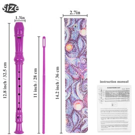 QIELIZI Recorder Instrument for Beginner Kids Adults,8-Hole Soprano Descant Recorder Music Flute with with Cleaning Rod & Leather Case For School Student Home Entertainment(2-Abstract Star Night)