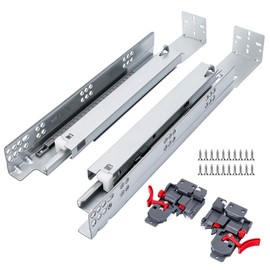 LONTAN 1 Pair Undermount Soft Close Drawer Slides 9 Inch Full Extension Drawer Glides with 3D Adjustable Lock Device and Rear Mounting Brackets,Concealed Bottom Mount Rails 100 LB Capacity