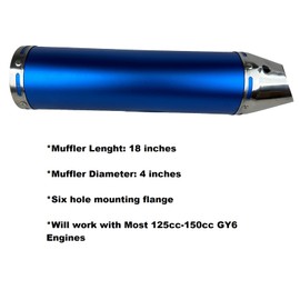 RedCap High Performance Muffler Exhaust System for 125cc 150cc GY6 Scooter Moped TaoTao Kymco Vitacci Benelli Beast 150 Upgrade for 152QMJ 157QMJ Engines (Blue)