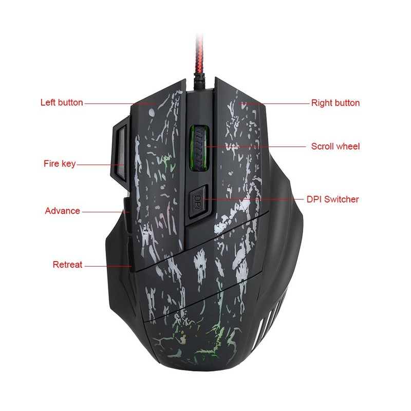 VBESTLIFE Game Mouse, 7 Tasten USB Wired Optical Game Gaming