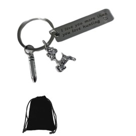 Hunting Lover Gift Keychain Couple Gift for Men I Love You More Than You Love Hunting Keyring Gift for Husband Boyfriend Dad Hunter Wildlife Outdoorsman Jewelry Valentines Day Christmas Birthday Gift
