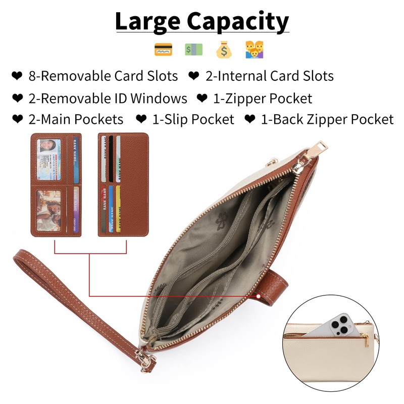 GAEKEAO Wristlet Wallets for Women Clutch Purses RFID Blocking Vegan
