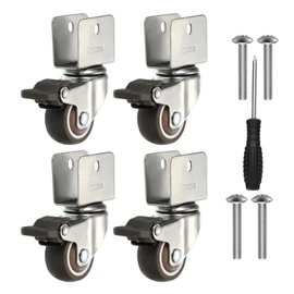 PATIKIL 1.5" Swivel Caster Wheels with 7/9" U Bracket, 4 Pack 360° Rotation Swivel Wheel with Brake Total Load 145 lbs Locking Caster for Cabinet Furniture Table Replacement