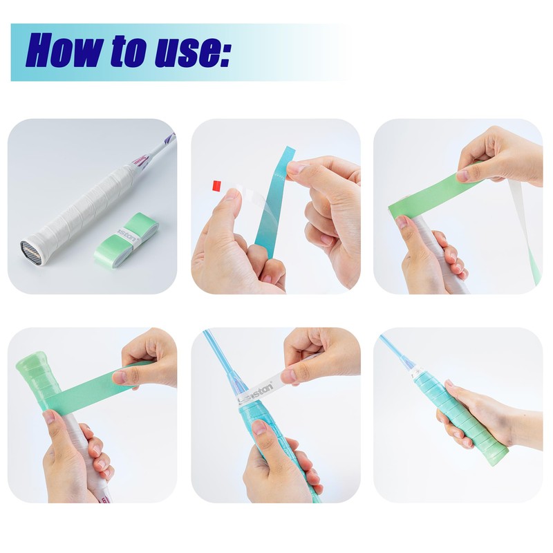 Senston 2pcs Racket Handle Grips Tape for Tennis/Badminton/Squash,Flat-Blue