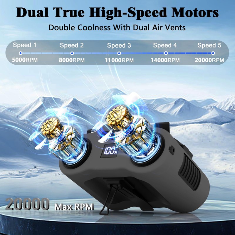 20000mAh Portable Waist Fan, Personal Fan Clip on with Rechargeable