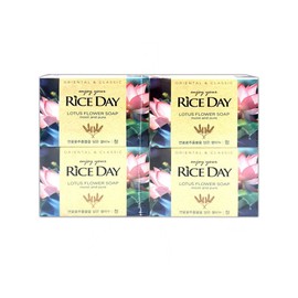 Lion Korea 100g 4P Moisturizing Rice Day Rice Soap Lotus Extract Soap Hypoallergenic Moisturizing Effect Skin / 100g 4P 촉촉함 유지 라이스데이 쌀비누 연꽃 추출물 비누 저자극 보습 효과 피부