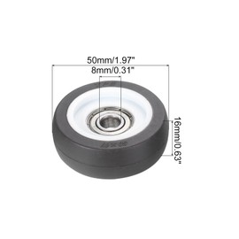 PATIKIL Nylon Pulley Wheel 8x50x16mmmm, 4 Pack 626zz Bearing Sliding Conveyor Roller Wheel for Door Window Drawer Hardware Driving Mechanical Equipment, Black