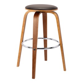 Armen Living Harbor Mid-Century Swivel Counter Height Backless Barstool Brown/Walnut/26 Inch