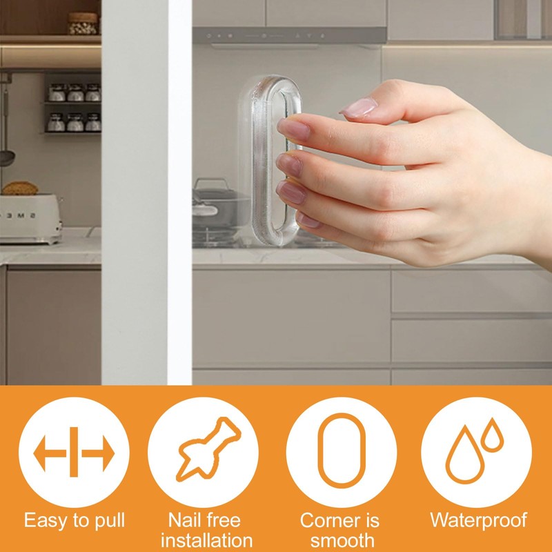 MOROBOR Clear PU Self-Adhesive Pulls, 4 Pcs Recessed Finger Pulls