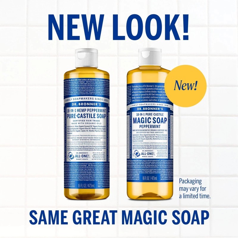 Dr. Bronner's Magic Soap Peppermint- Pure-Castile Liquid Soap