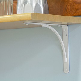 Amig - Shelf Bracket Stainless Steel Model 10 | Metal Bracket for Shelves | Shelf Bracket | Colour: White | Dimensions: 150 x 125 mm | Recommended Max Weight: 105 kg