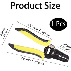 1 Pcs Wire Stripper,Wire Strippers Electrical,Cable Stripper,DIY Enthusiasts,Professional Insulated Wire Pliers,Multifunctional Hand Tool,10-22 AWG/0.6-2.6mm Steel Cable Stripper
