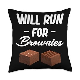 Brownies Lover Fudge Cookie Marshmallow Smores Will Run for Brownies Fudge Cookie Marshmallow Smores Throw Pillow, 18x18, Multicolor