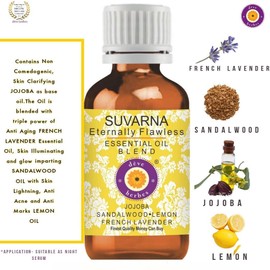 Deve Herbes Suvarna - Fair & Flawless - Essential Oil Blend of Sandalwood, French Lavender & Lemon Essential Oils in Jojoba Oil 50ml (1.69 oz)