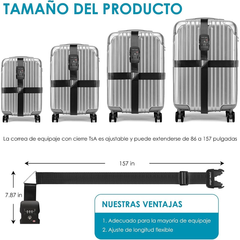 travel inspira Correa para Equipaje TSA con Candado de 3