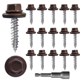 vibedor 60 PCS #10×1" Metal Roofing Screws, Brown Painted Hex Head Sheet Roof Screws with EPDM Washer Self Starting Metal to Wood Siding for Corrugated Roofing