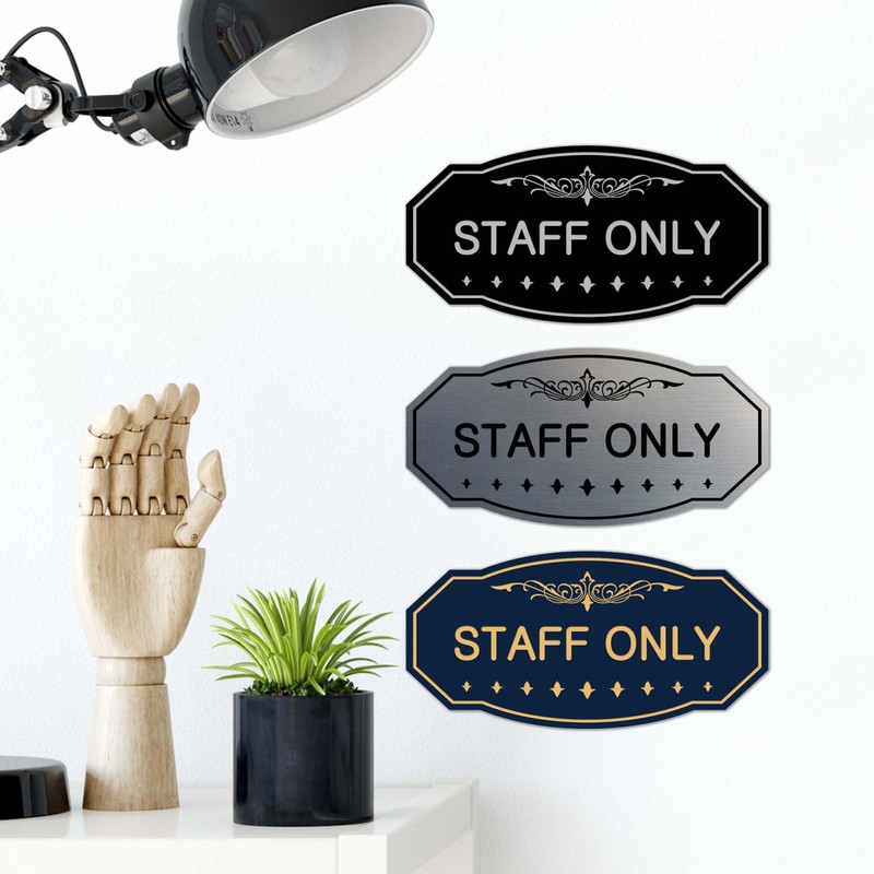 Signs ByLITA Victorian Staff Only Sign (Brushed Gold) - Large