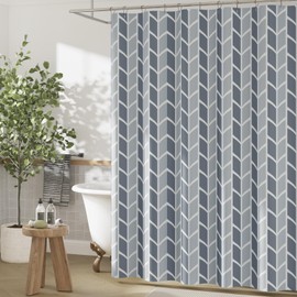 jinchan Grey and White Geometric Shower Curtain Chevron Arrow Farmhouse Shower Curtains for Bathroom Modern Waterproof Fabric with 12 Hooks 70x72 Inches