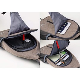 WATERFLY Sling Bag Sling Backpack Crossbody Bag Hiking Daypack for Men Women (Khaki)