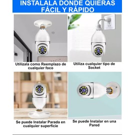 ZINKER Cámara Tipo Foco WiFi Panorámica 360º Full HD 1080p, Visión Nocturna a Color PTZ con protocolo ONVIF App ICSEE Ptz