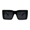 SA106 Womens Mod Thick Plastic Rectangle Sunglasses - Shiny Black