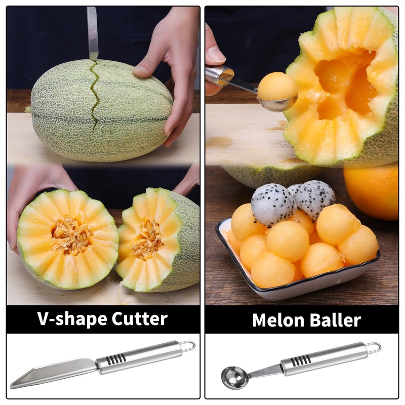 BURLIHOME Stainless Steel Fruit Carving Knife Set, 5 Pack Vegetable