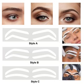 ZAAWUUT 24 Pairs Eyebrow Sticker Stencils,Adhesive Eyebrow Shape Template Kit,3 Styles Eyebrow Tape Strips,Makeup Aid Tool For Woman