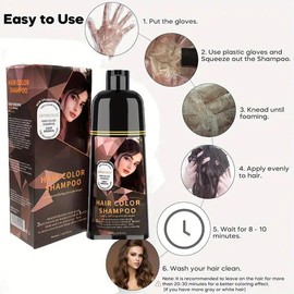 Hair dye Shampoo, Quick hair dye,hair care,Fruity aroma-Black & Brown-3-In-1 Color–Plant extracts-Long Lasting–500 Ml:_Brown【Old style】