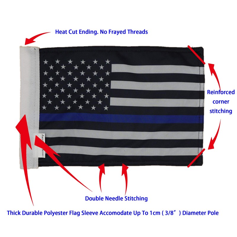 Hot Rides Durable Motorcycle Flag USA Black with Blue Line