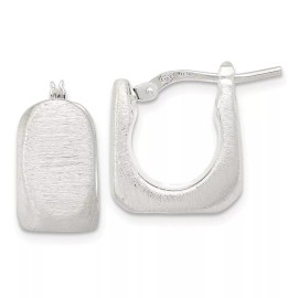 Unbranded 15.5mm Sterling Silver Brushed and Hollow Square Hoop Earrings