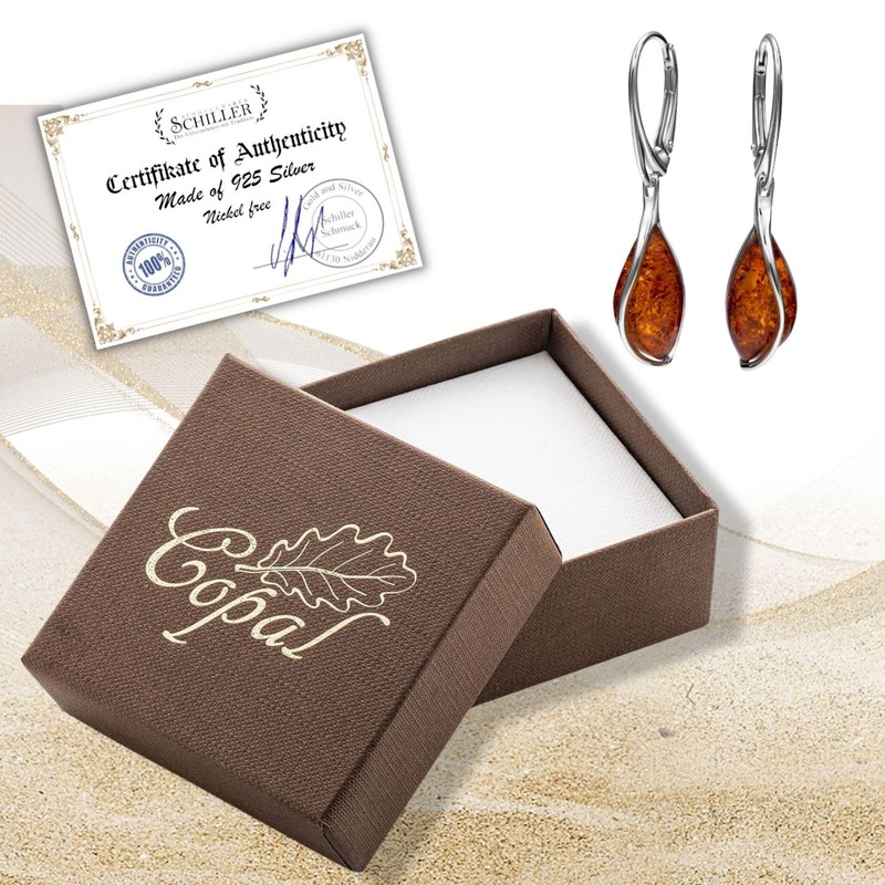 High-quality women's earrings made of 925 sterling silver with natural