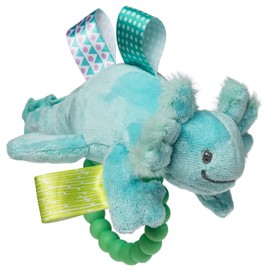 Soft Baby Rattle with Soothing Teether Ring and Sensory Tags, 6-Inches, Fizzy Aqua Axolotl