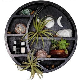 dongda Decorative Moon Phase Wall Shelf, Crescent Design (Black)