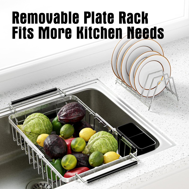 Dolreiik Expandable Dish Drying Rack in Sink,Stainless Steel Over The