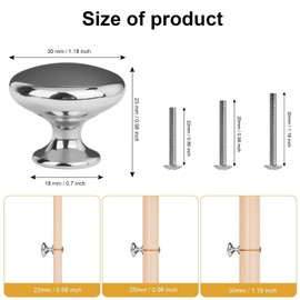 ShipeeKin 20 x Silver Polished Chrome Furniture Knobs, Cupboard Knobs, Pull Handles for Wardrobe, Drawer, Bedroom, Bathroom, Kitchen, Office, etc. (Diameter: 30 mm)