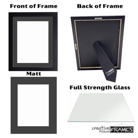 Creative Picture Frames 10.75 x 13.5 Magazine Frame with Full-Strength Glass, Holds Up To A 1/4" Thick Media with Installed Hangers for Easy Mounting, 12x15 Black Frame with Black Mat