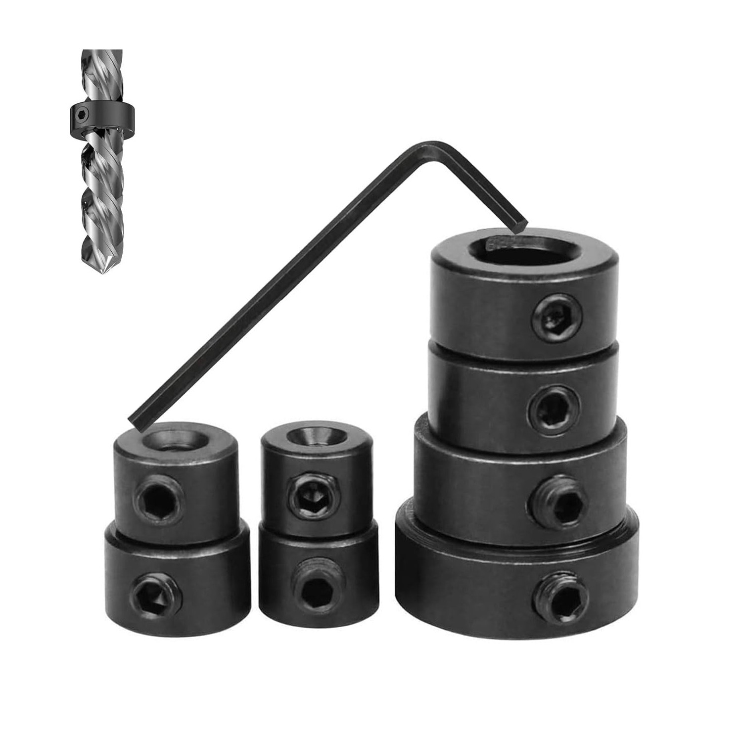 Drill Bit Depth Stop Collar Set 8 Pcs, Woodworking Positioning Depth ...