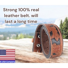 F&L CLASSIC Western Belt without buckle for men – Full Grain Leather Cowboy Belts for jeans - One Piece Leather strap belt, USA,2022-09, size 38