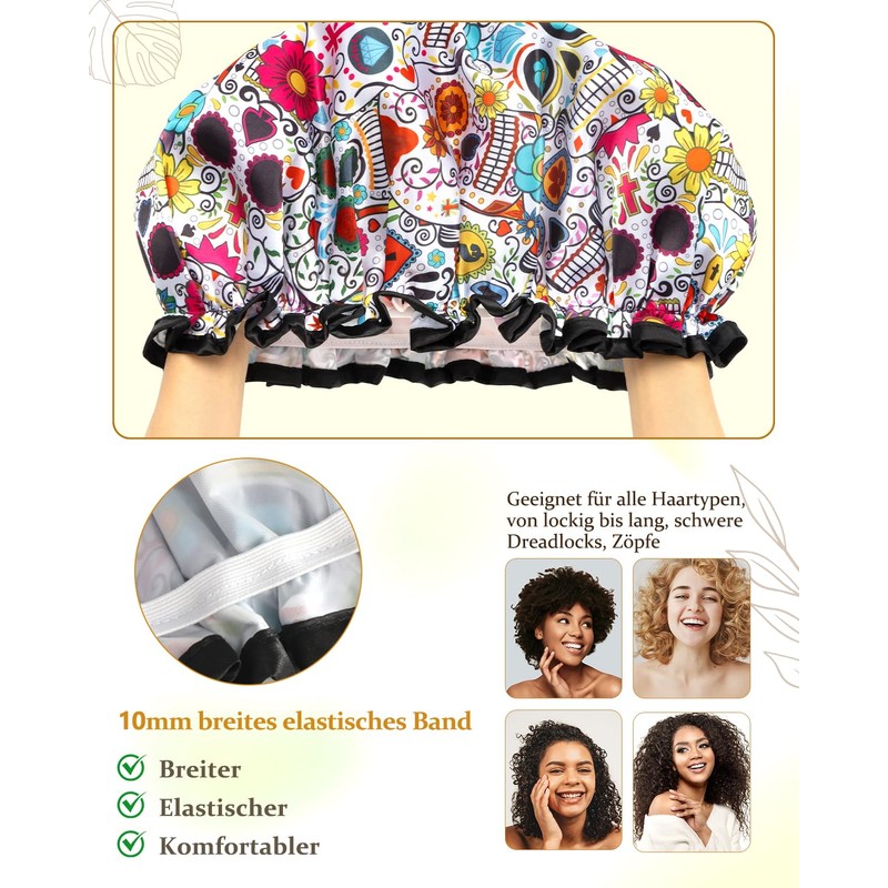 mikimini Shower Cap for Long Hair, Waterproof XL