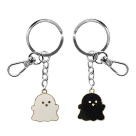 LEEQ Key Ring Couple Love - Best Friend Keyring, Cute Black and White Ghost Pendant Key Chain for Women Men Boyfriend Girlfriend