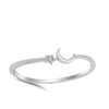Cute Thin Crescent Moon Star Space Sterling Silver Ring Size