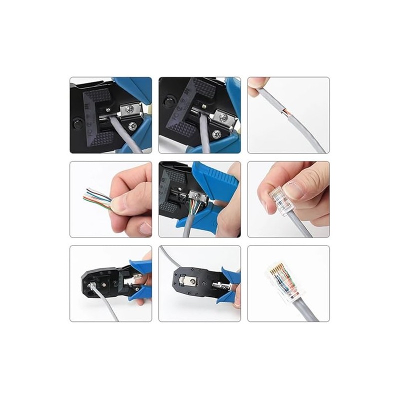 LinaLife RJ45 Crimp Tool Kit Pass Thru Cat5 Cat5e Cat6