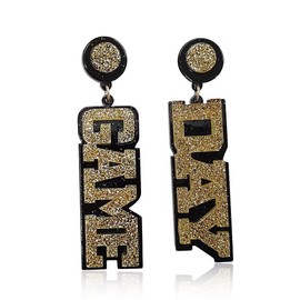 Zhang shine Game Day Earrings for Women, Sparkle Gold Acrylic Game Day Letter Football Earrings Game Day Accessories Team Sports Fan Earrings Football Team Gifts Jewelry