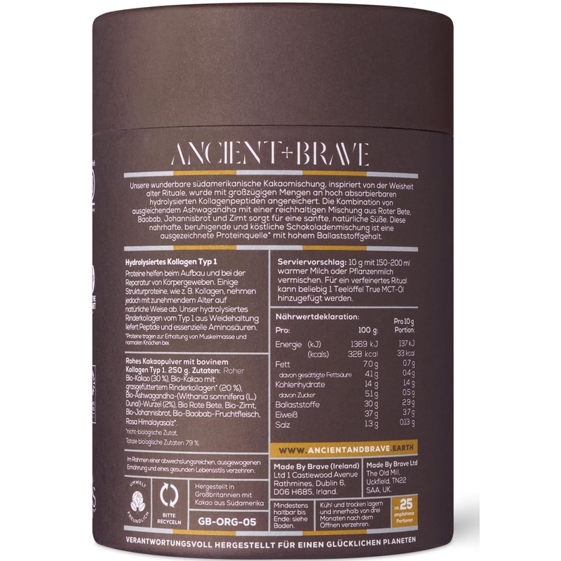 Ancient + Brave Cocoa + Collagen 250 g Raw Cocoa