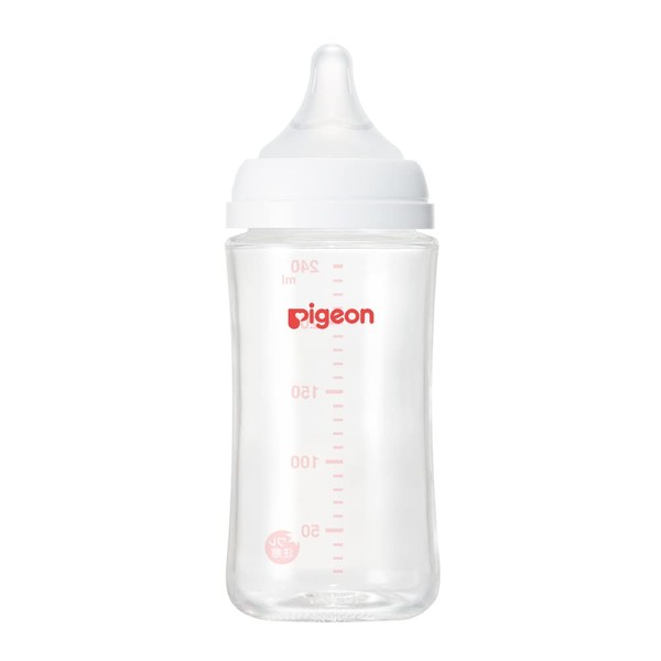 Pigeon Heat-Resistant Glass Nursing Bottle And Nipple, 8.1 fl oz (240 ml), 3 Months+