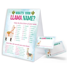 What's Your Llama Name Game Sign with Name Tag Stickers for Baby Shower, Baby Shower Decorations, Birthday Party Game, Baby Shower Games Fun for Adults & Kids Family Class Office Activity PTWYN01