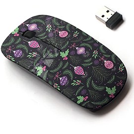 CJCBROES 2.4G Wireless Mouse with Cute Pattern Design for All Laptops and Desktops with Nano Receiver - Christmas Tree Gift Candle Santa clausfoot