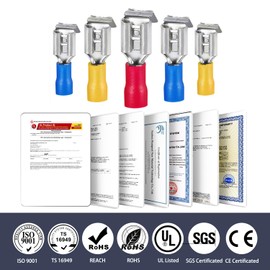 Chanzon 50pcs UL Listed Piggyback Connectors Wire Terminal - Blue - 16-14AWG Piggy Back Splice Crimp Terminal Quick Disconnect